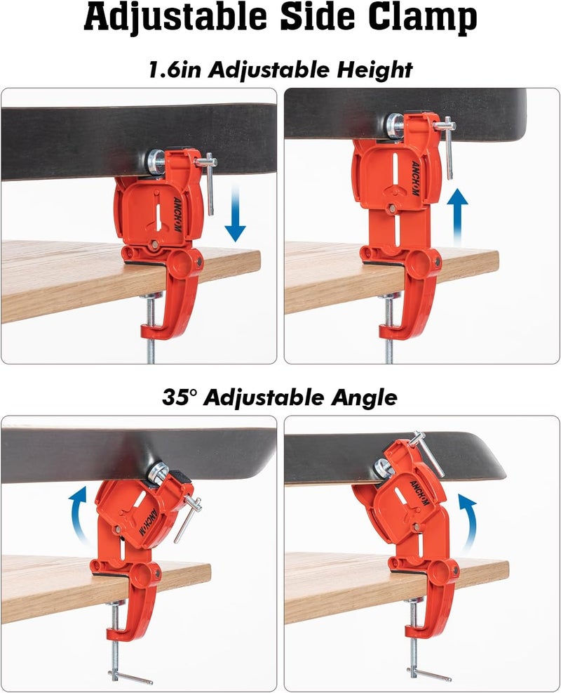 ANCHOM Ski and Snowboard Vises for Tuning, Repair and Waxing, Non-Slip Ski Snowboard Clamp with Rubber Pads, Vice Grips and Horizontal and Vertical Working Positions, Stable Ski Snowboard Tuning Vise - Image 4